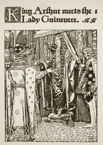 Le roi Arthur rencontre la dame Guenièvre, illustration de 